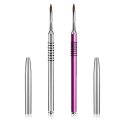 3D Nail Art Brush for Acrylic Pink/Silver Acrylic Nail Pen Lining Brush Salon PaintingTool with Non-Slip Handle Manicure Pen