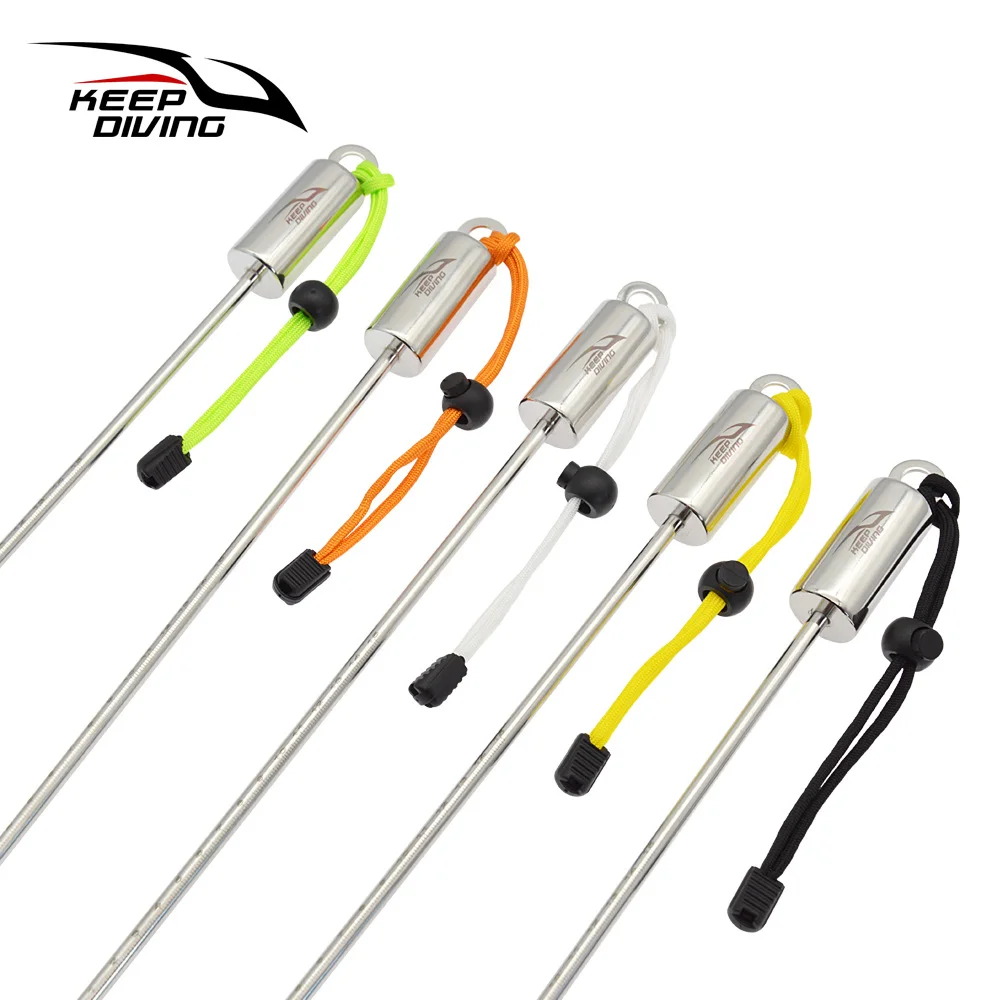 2025 جديد 1 قطعة مؤشر الغوص الفولاذ المقاوم للصدأ عصا الغوص مع جرس الذاتي رنين دينغ قضيب الغوص اليد حبل وشملت #1