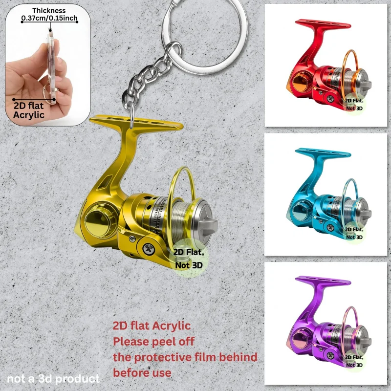 2D Fish Line Keychain 3/4/7pcs Colorful Acrylic Pendants Bags Cars Phones Homes Birthdays Gifts Parties Festivals Family Friends