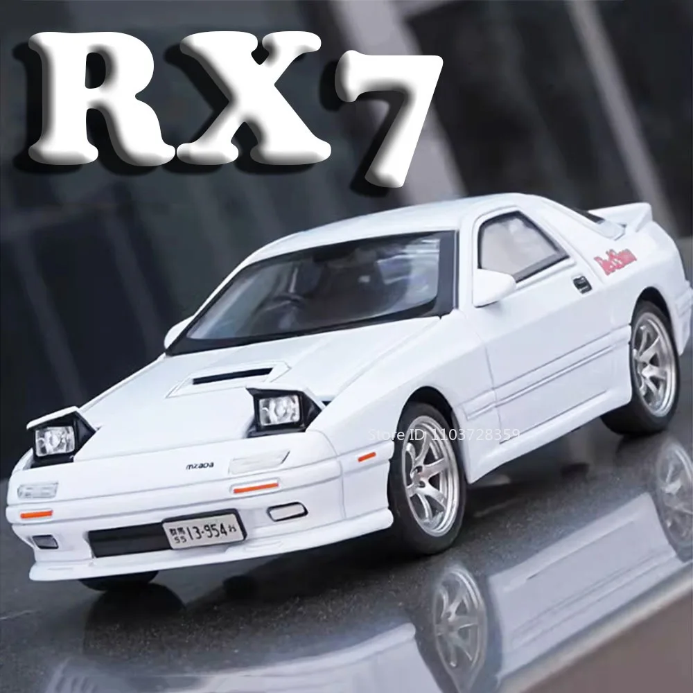 

1:32 Scale RX7 Model Toy Supercars Alloy Diecast Miniature Sports Cars Sound Light Doors Opened Pull Back Collection Child Gifts
