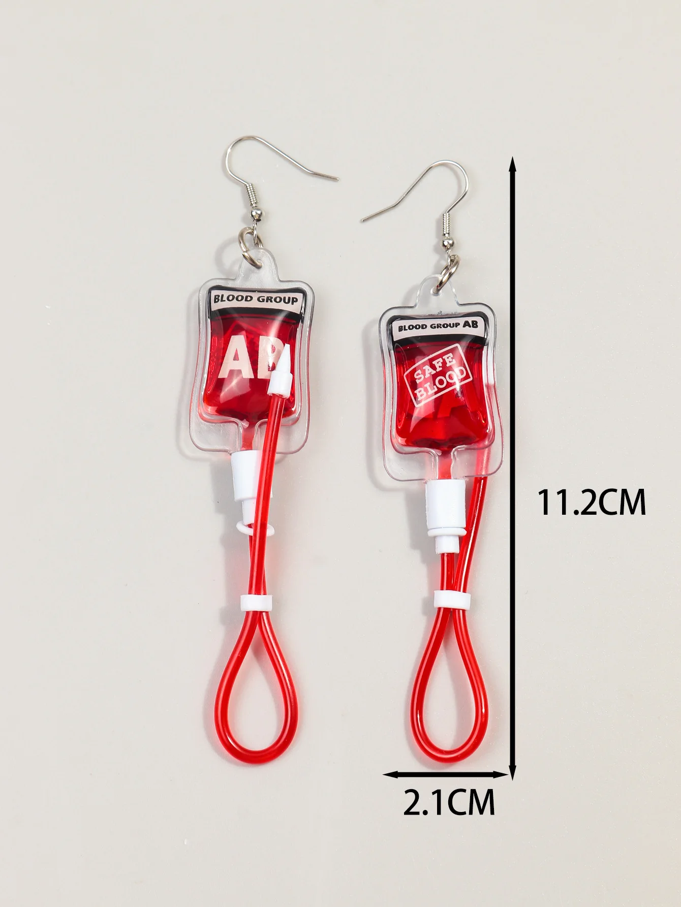 Harajuku Style Plasma Blood Bag Acrylic Long Halloween Earrings for Women Gothic AB Blood Pack EarDrop Keychain Vampire Jewelry