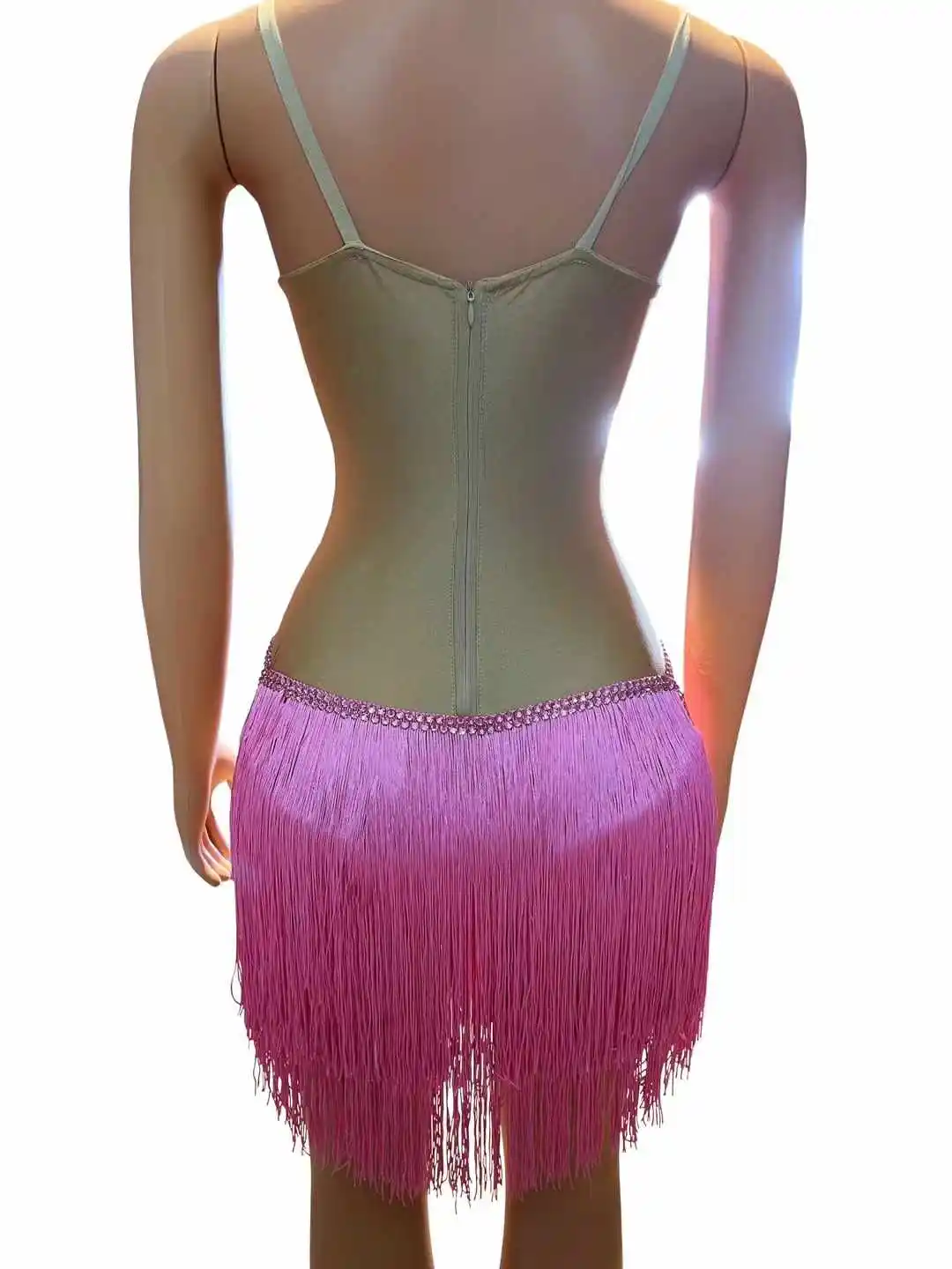 Stretch Drill Chain Rhinestone Fringe Bodysuits For Women Sexy Flower Sleeveless Birthday Club Party Glitter Drag Queen Costumes