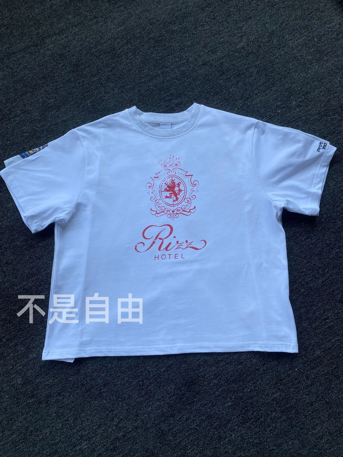 PROJECT G/R Summer Double-Sleeve Patchwork Textured Print Round-neck Short-Sleeve White T-Shirt Trendy Grailz Protocol Index