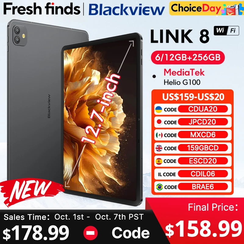 【World premiere】 Blackview Link 8 Tablet 12.7-inch 2k+ 90Hz Display Helio G100 8400mAh Widevine L1 Quad-Speaker Android 15 Pad
