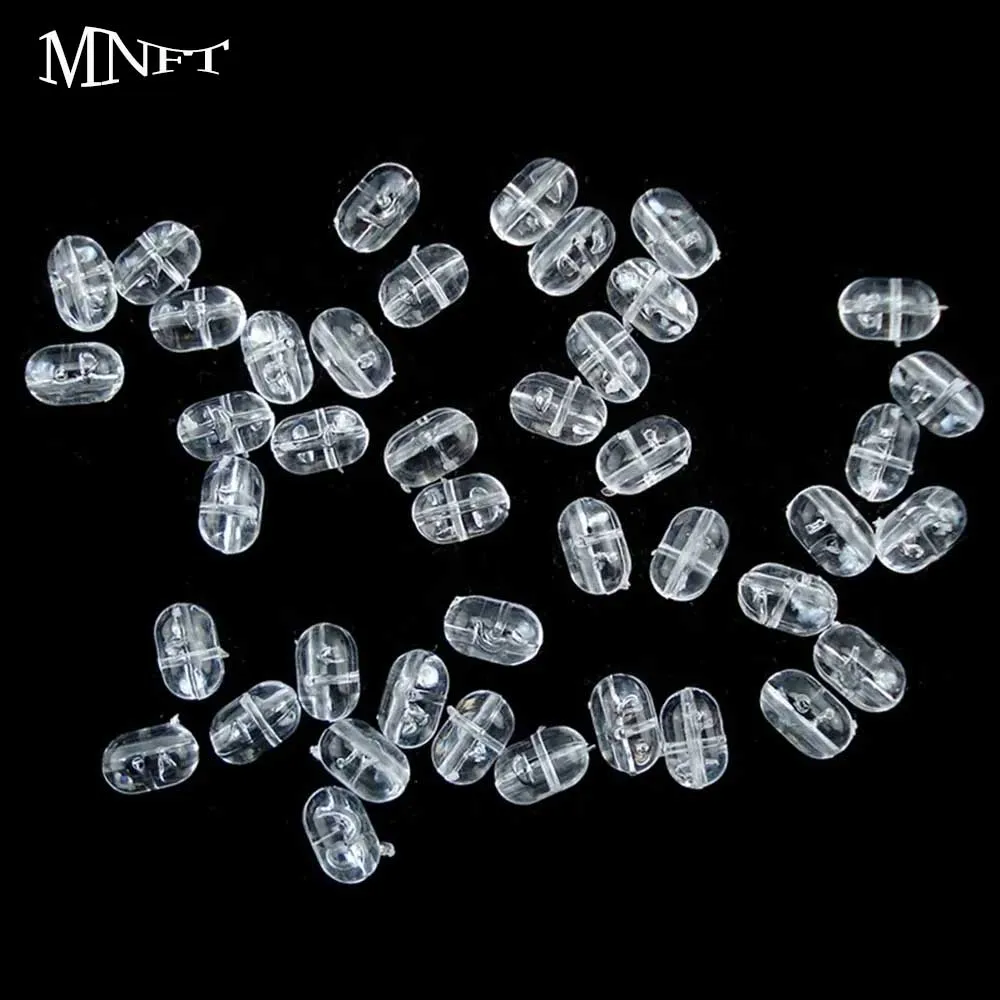 MNFT 100PCS Fishing Beads Transparent Clear Oval Double Cross Hole Beads Sabiki Rig 3 Way Connector Fishing Accessories