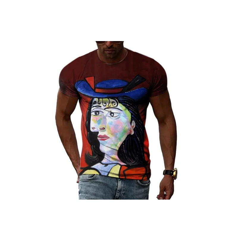 Impressionist Master Picasso Classic Oil Painting 3D HD Print Men And Women Art Taste Charm Short Sleeve Round Neck T-shirt Top