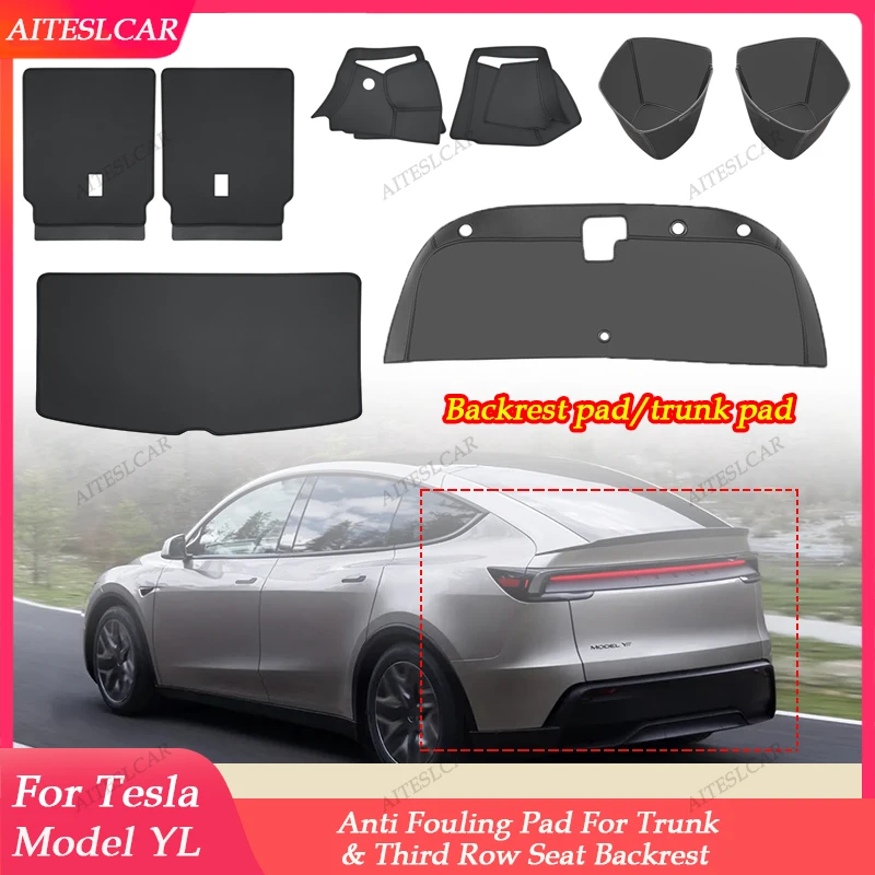 For Tesla New Model YL Launch 2026 Leather Trunk Mats Rear Seat Back Protector Pad Backrest All Weather Liner Pet Anti-kick Pad