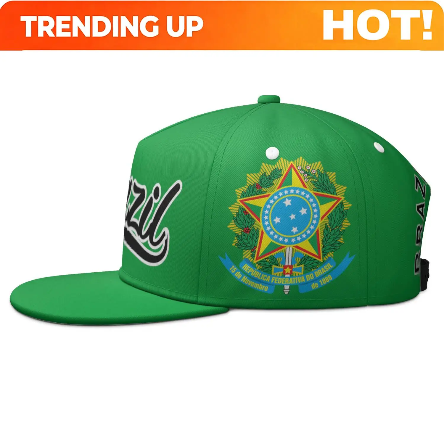 Brazil Free Custom Name Number Flat Brimmed Cap Portugal Flag Portuguese Print Photo Brasil Federativa Country Hip-hop Hat