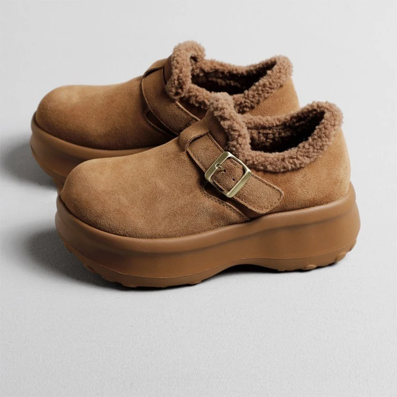 

Women Fur Loafers Shoes Flats Platform Winter Cotton Shoes Casual Sneaker 2025 Trend Sport Walking Shoes Comfort Mujer Zapatos