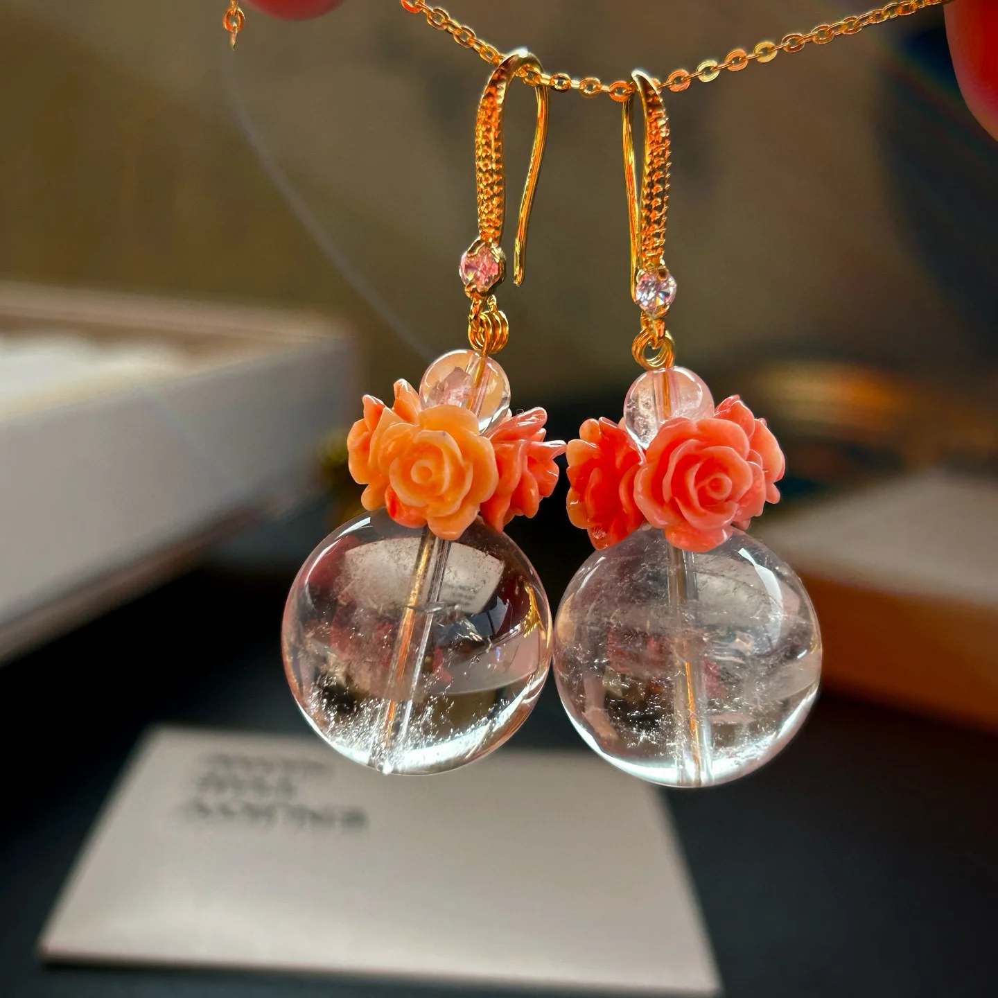 Medieval Vintage Jewelry Vintage Monies Wind 20mm Natural White Crystal Earrings Shell Flower Earrings
