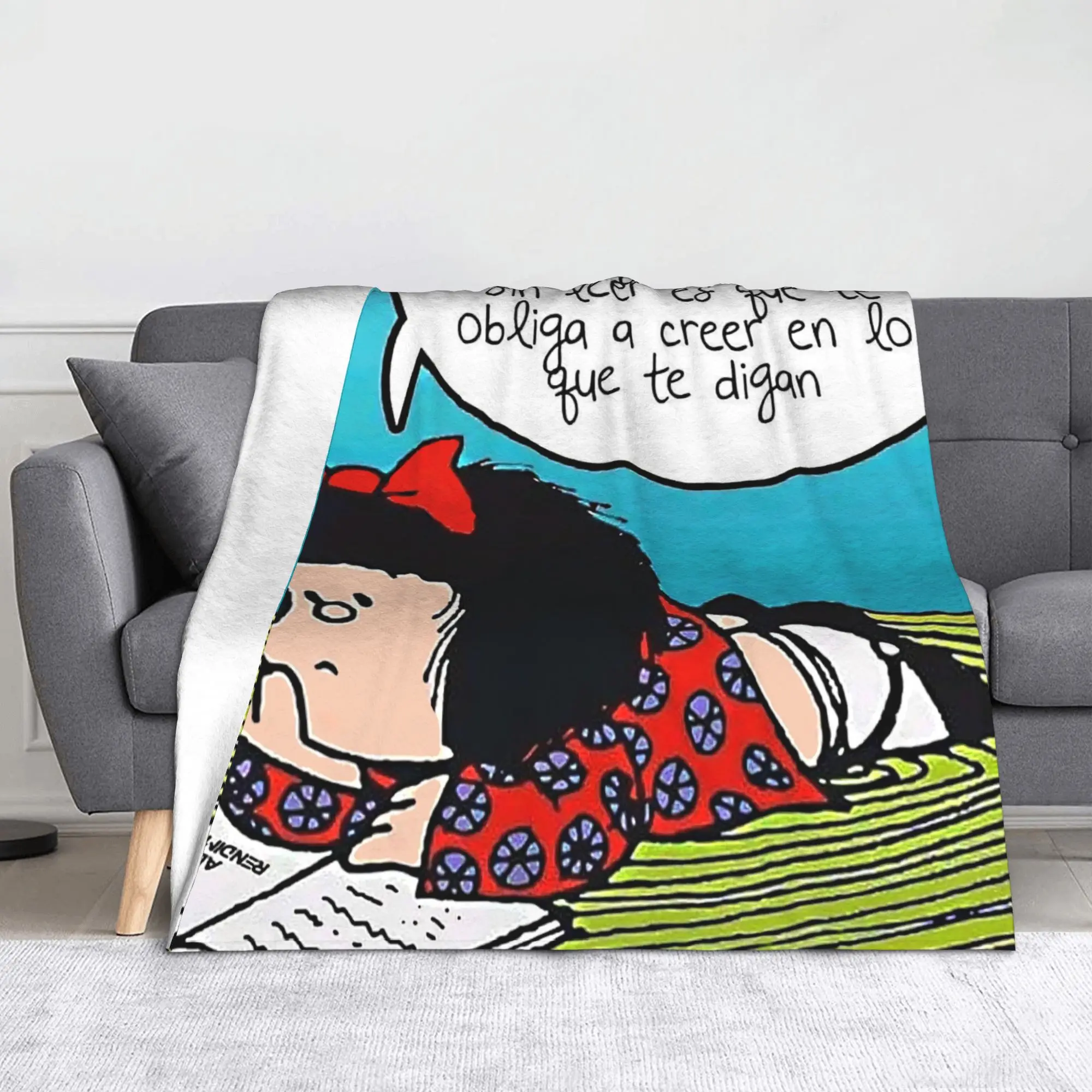Mafaldas Fleece Throw Blankets Cartoon Anime Blankets for Home Car Warm Quilt