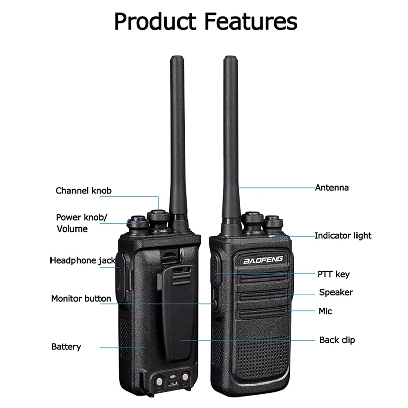 BaoFeng BF N8 1/2/3 PCS Walkie Talkie ad alta potenza ricarica rapida ricetrasmettitore Radio bidirezionale Dual-Band radioamatoriale walkie-Talkie mobile