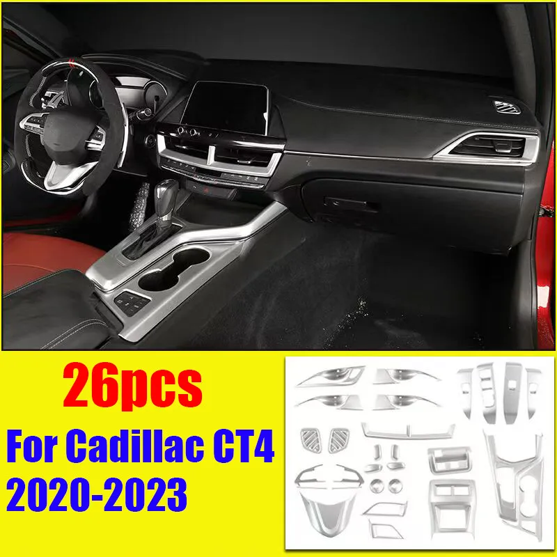26PCS Silver Interior Accessories Kit Cover Trim For Cadillac CT4 2020-2023