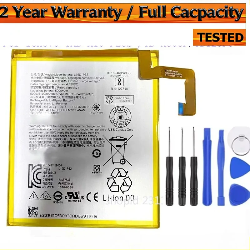 Brand New 5100mAh Battery L19D1P32 For lenovo TAB M10 PLUS /TB-X606F/TB125FUBattery Batteries + Tools