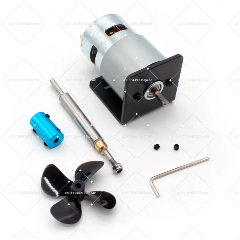 DIY Water Vessel 775 Motor Waterproof Shaft Assembly Stainless Steel Shaft Housing Four Blades Propeller Watercraft Hardware