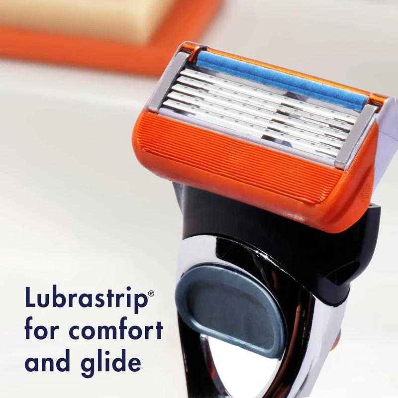 خراطيش إعادة تعبئة ماكينة الحلاقة جيليت فيوجن باور 5 طبقات شفرة مع شريط تزييت لحلاقة اللحية الناعمة 8 خراطيش