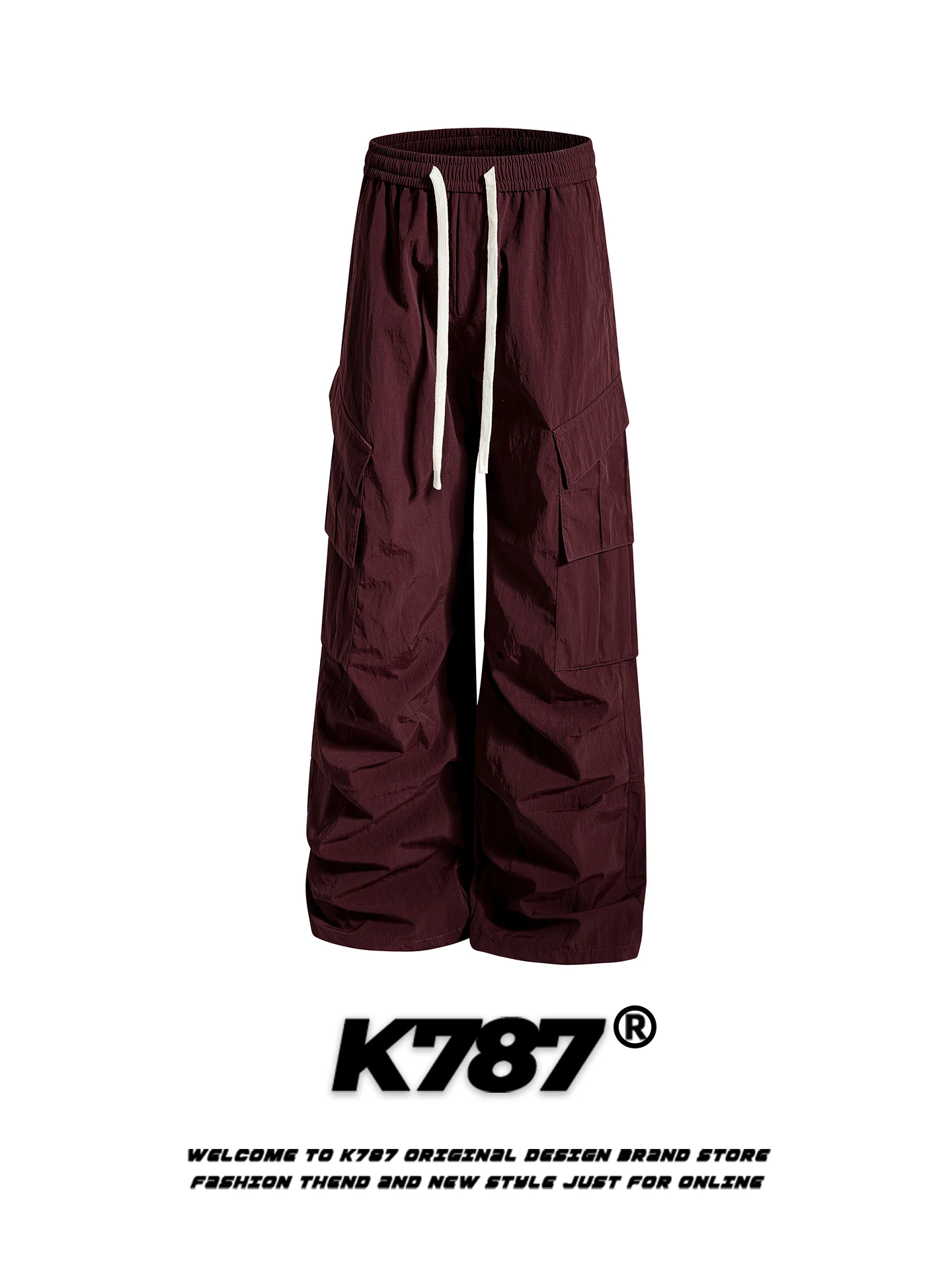 

K787 American Retro High Waist Men's And Women's Work Pants Multi-ket Floor-Length Sports Hiphop Casual Long Pants