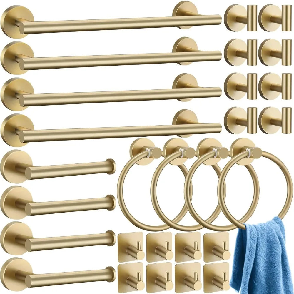 28 Pcs Bathroom Accessories Set Stainless Steel Bathroom Hardware Set Bath Towel Bar Set Towel Rings Toilet Papers