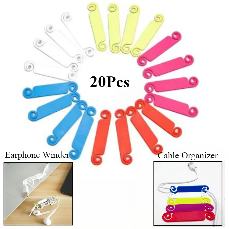 20Pcs Cord Identification Tags Multipurpose Colorful Cable Organizer Reusable Portable Cord Label For USB Computer Phone Charger