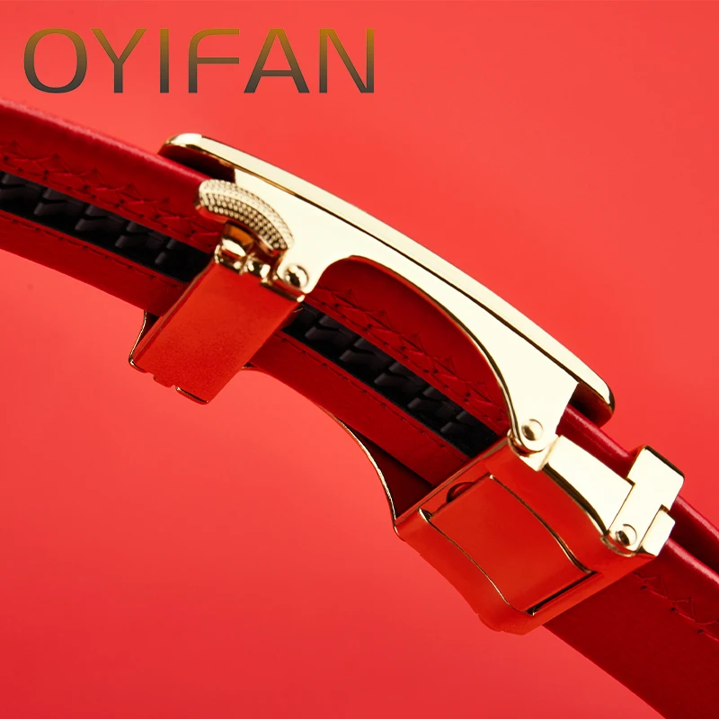 Fashion Business Men\'s Belt Red Genuine Luxury  Belt Metal Buckle Belt High-Quality Leather Soft Belt With Cargo Pants Jeans