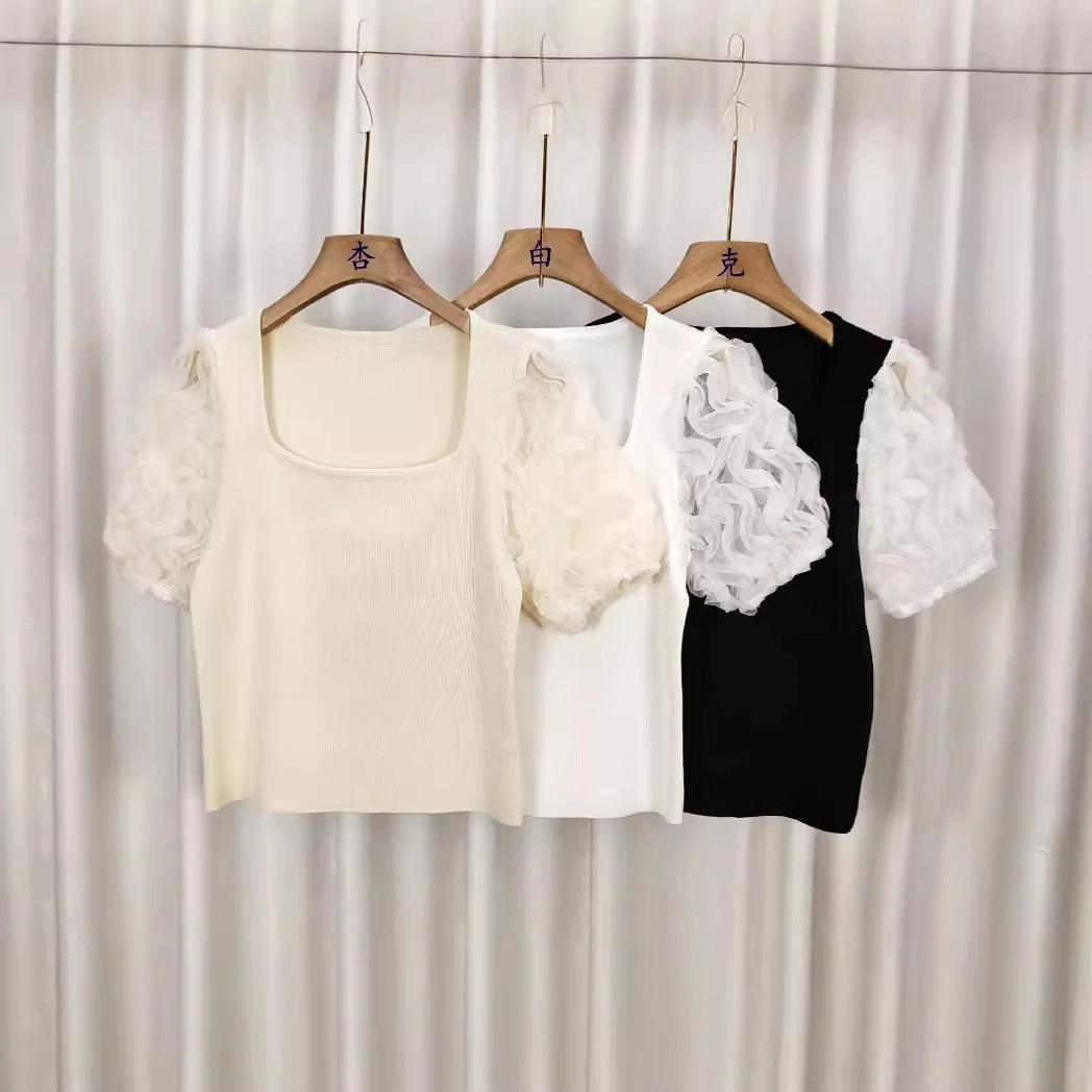 

Летний женский жилет без рукавов с лямкой на шее, элегантный универсальный сексуальный топ, жилет, модная женская одежда с квадратным воротником и пышными рукавами, D866