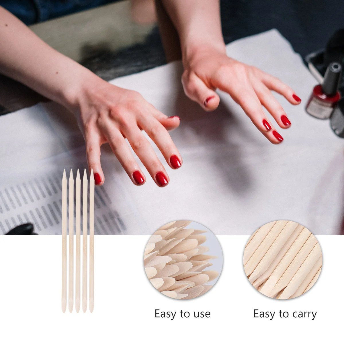 50 Pcs Cuticle Pusher Nail Manicure Tools Glass Dead Skin Pushers Wooden Cleaing Stick Polishers