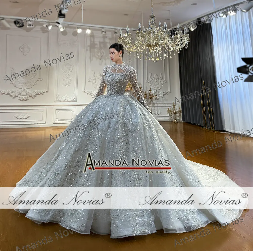 فستان زفاف مخصص NS5024 بدون حمالات مع سترة من الدانتيل أماندا نوفيس ريال #6