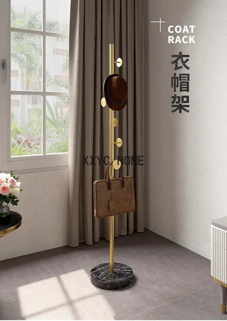 رف معطف أرضي فاخر خفيف من الفولاذ المقاوم للصدأ من الرخام الطبيعي لغرفة النوم رف تخزين منزلي