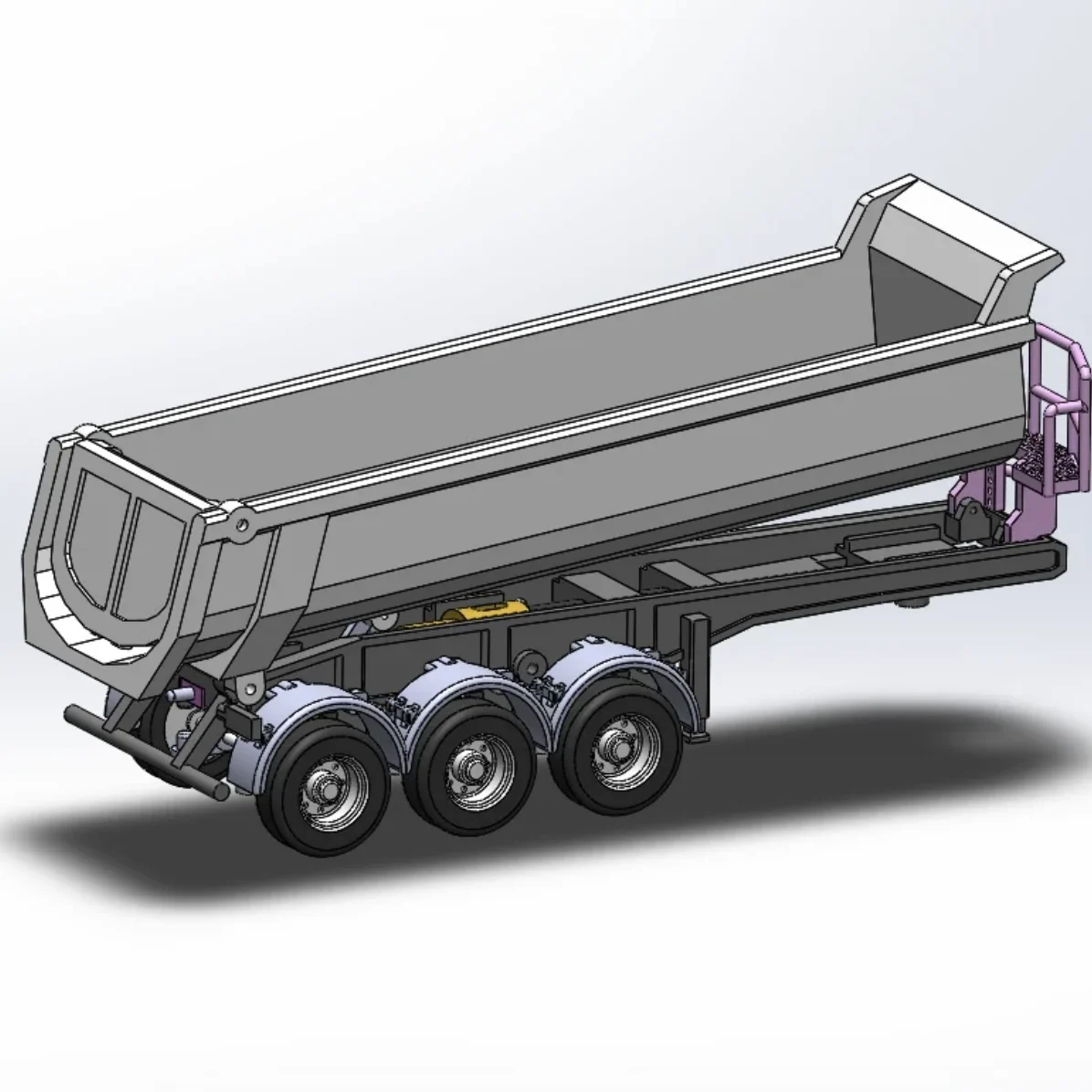 1/87 Self Dumping Semi-trailer Self Assembling DIY Accessories Three Axle Semi-Trailer zx02 U-shaped cargo hopper