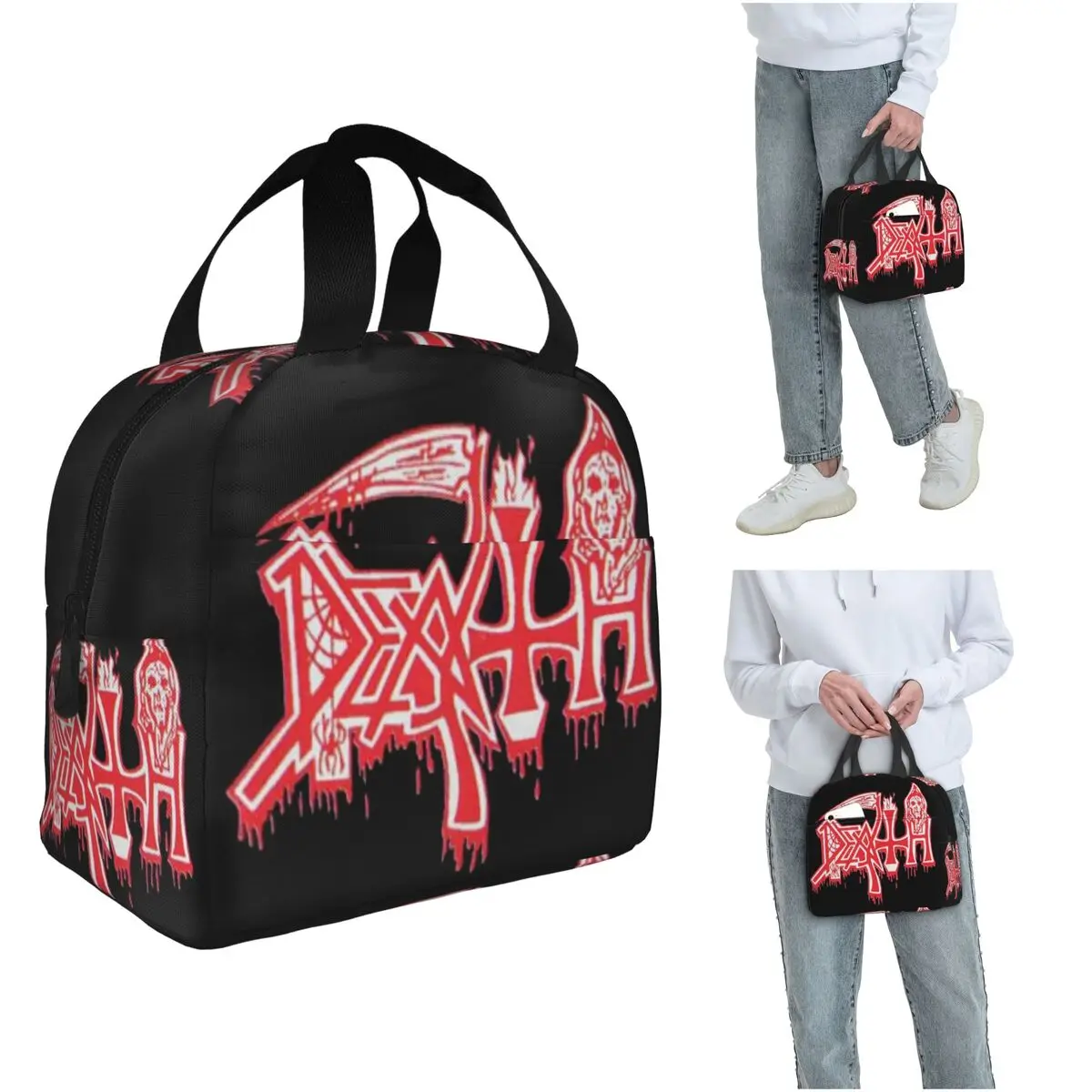 

Death Band Rock Band Metal Music Insulated Lunch Bag for Kids School Cooler Thermal Food Box Tote Lunch Boxes Container