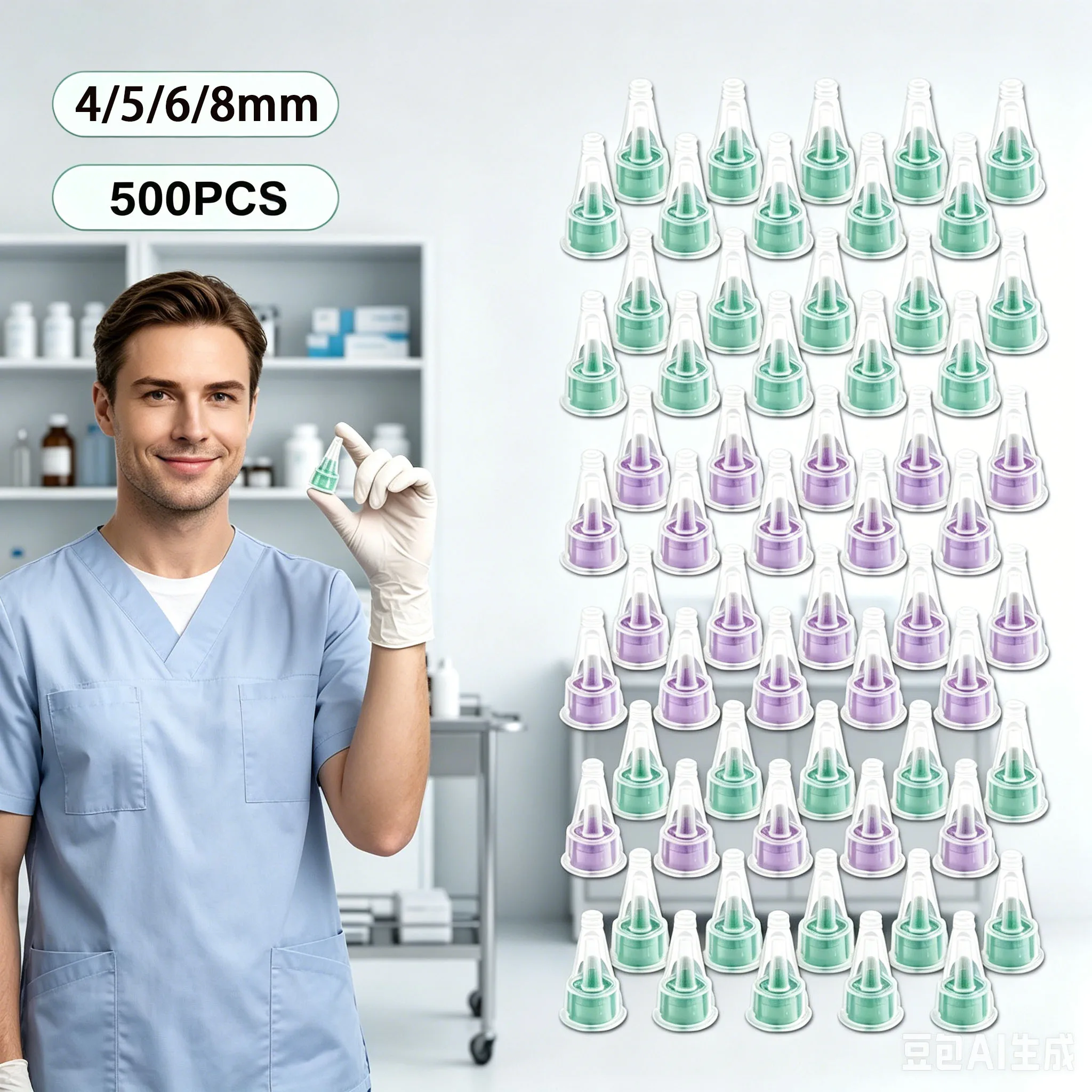 500PCS Insulin Pen Tips 31G 32G 4/5/6/8mm Ultra Thin Painless Disposable Diabetic Injection Needles for Blood Glucose Care