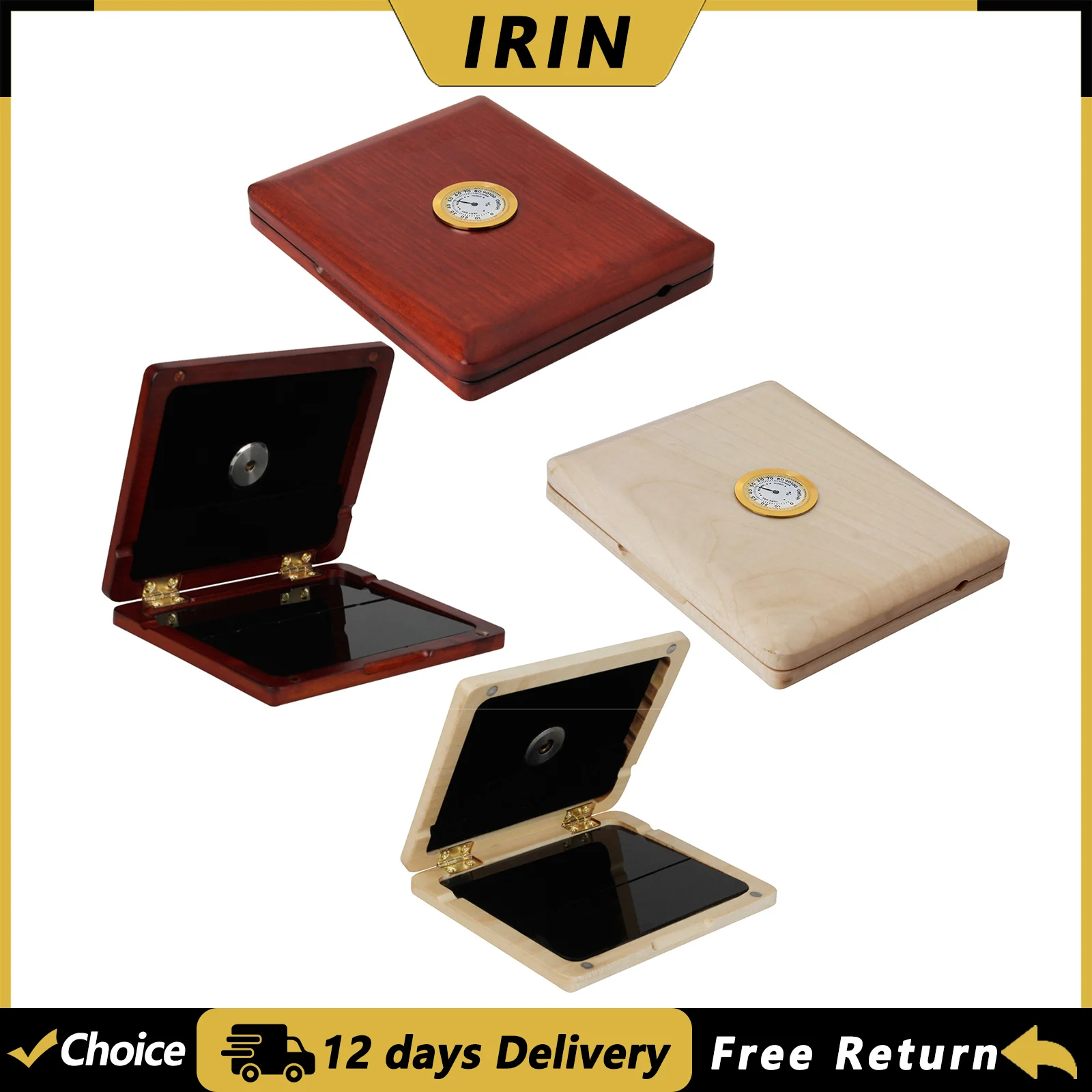 IRIN Saxophone Clarinet Reed Case 5 Slot Wooden with Hygrometer Humidity Gauge for Reed Storage Protection Woodwind Accessories