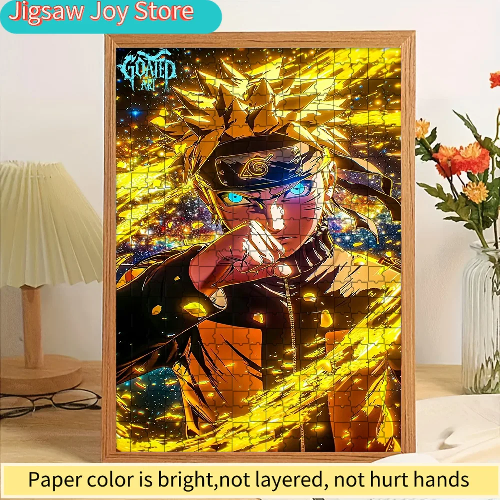 

Naruto Uzumaki Paper Puzzle, Dynamic Naruto Anime Character Art of Blonde Ninja with Golden Chakra and Cosmic Background, Premiu