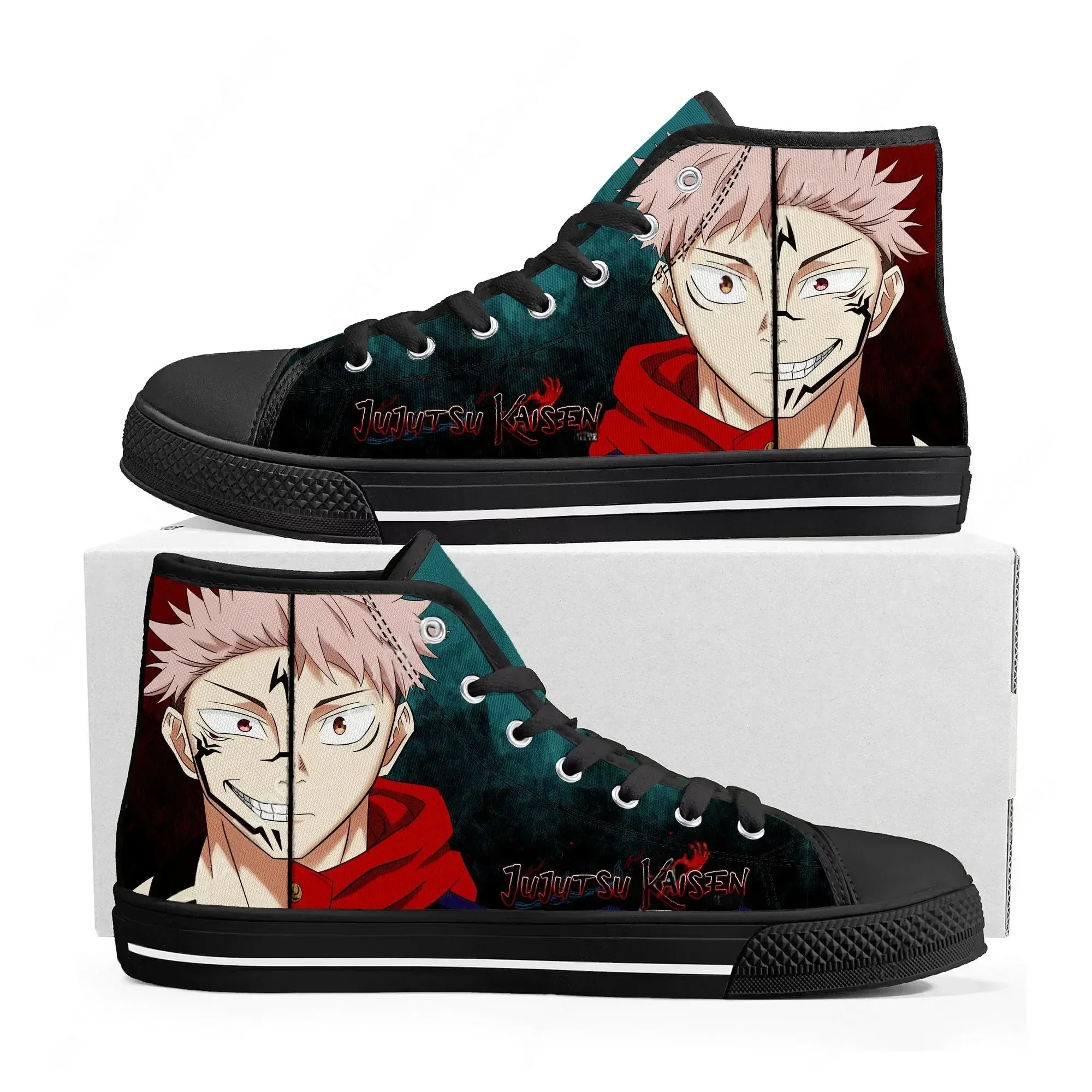 Zapatillas altas Jujutsu Kaisen Itadori Yuji Sukuna para hombre, mujer y adolescente, zapatillas de lona de alta calidad, zapatos informales para parejas