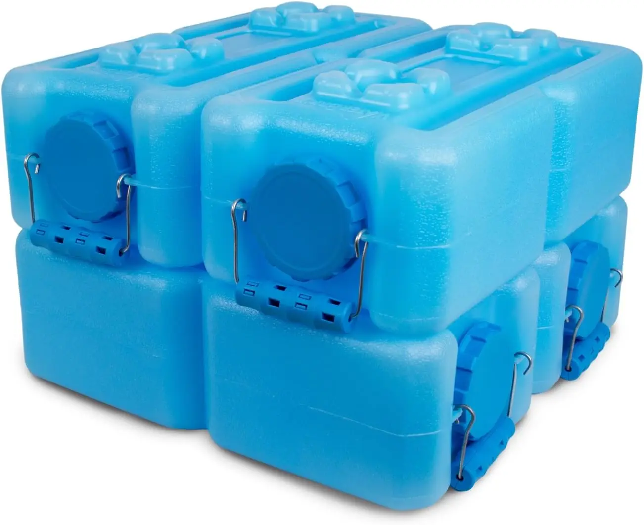 Stackable Emergency Water Storage Container Bricks, Portable Food Grade Water Storage Jugs, Heavy Duty BPA Free HDPE Plastic Reservoir Cubes, Multi Purpose Outdoor Home Camping Utility Canteen, Blue Six Pack