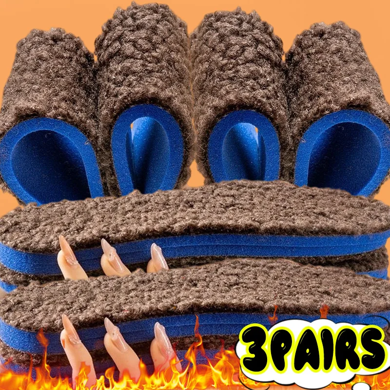

1/3Pairs Thicken Lamb Plush Insoles Winter Self-heating Thermal Fleece Breathable Snow Boots Sports Shoes Pads for Men Women
