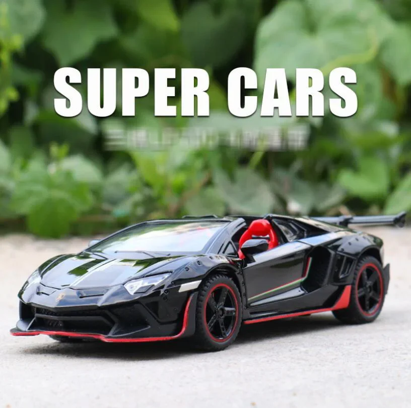 

Car Model 1:32 Aventador SVJ LamborghinILP700 Convertible Alloy Sports Car Sound And Light Pull Back Toy Car Gifts For Boy