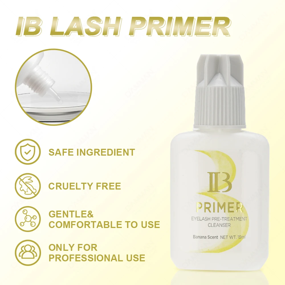 1 bottiglia 15ML IB Primer Colla per ciglia per estensioni delle ciglia Professionale IBeauty Banana Profumo Agente di fissaggio IB Primer Ciglia finte