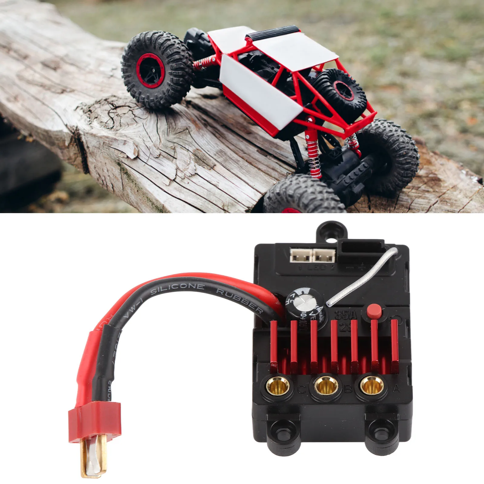 RC Integrated Brushless ESC Brushless ESC Controller 2S Lipo Anti Dust 35A Plastic Strong Heat Dissipation for 16103 RC Car