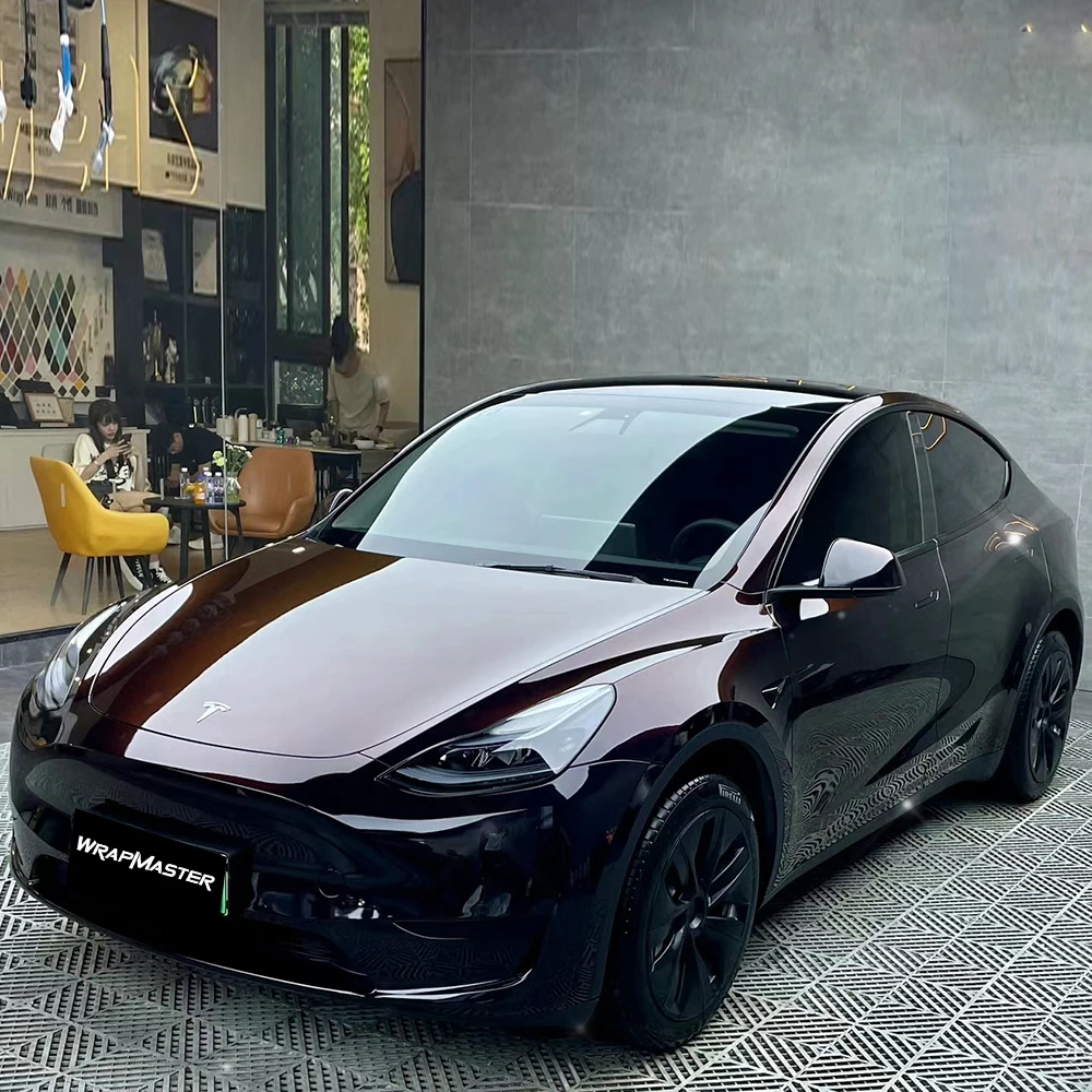 

PET liner Diamonds Black Red Full Car Vinyl Wrap Color Shift Wrap PPF Wrap Vehicle Wrap
