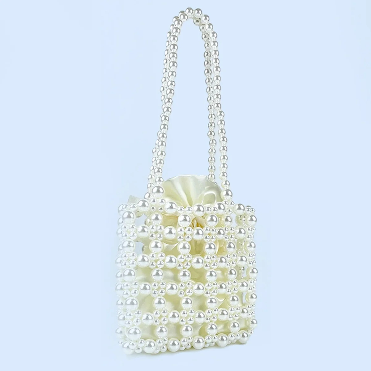 New French style elegant lady pearl handbag, handmade beaded finished bag, summer mobile phone small square bag