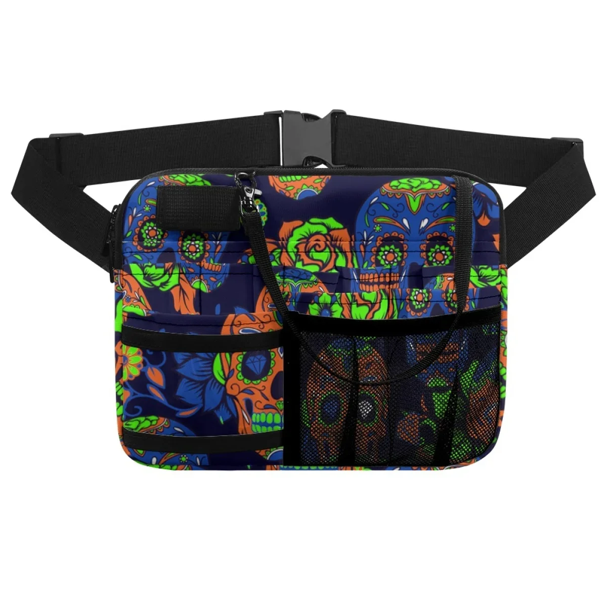 Enfermeira Fanny Pack para mulheres, crânio de açúcar, estilo horror, designer casual, bolsa de cintura, bolsa organizadora, suporte de ferramentas médicas