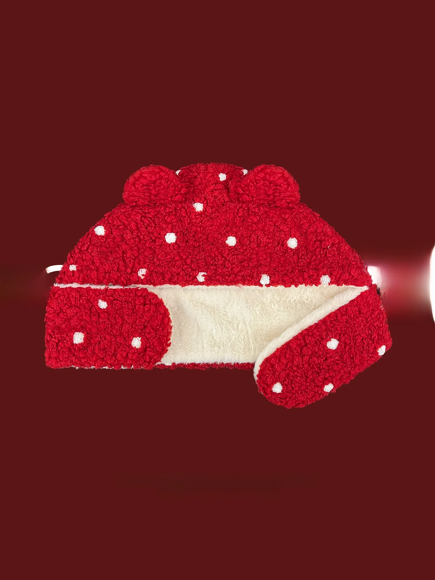 Christmas New Year Red Cute Bear Ear Plush Hat Scarf One Two Piece Set Women Winter Warm Ear Protection Hat Scarf Combo