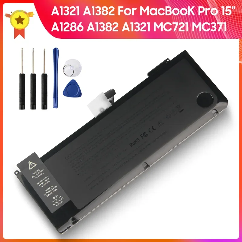 

New Battery A1382 for MacBooK Pro 15 A1382 A1286 A1321 MC371 MC721 77.5Wh Replacement Battery +Tools 73Wh