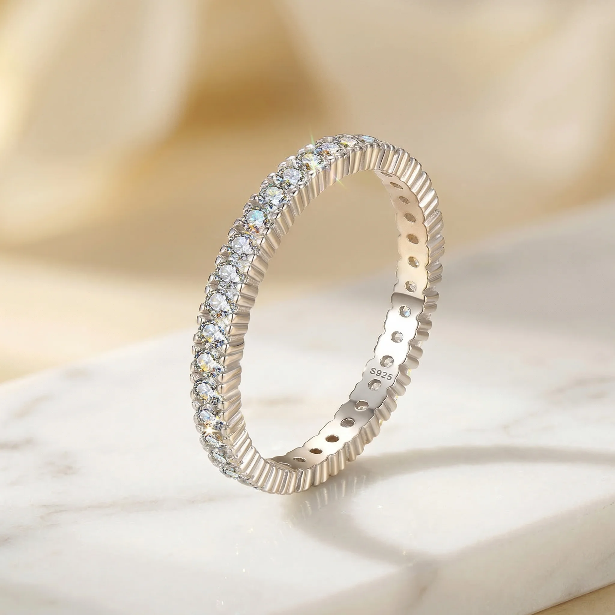 

Кольцо с муассанитом Full Eternity из стерлингового серебра S925, цвет D, VVS1, обручальное кольцо, свадебное украшение, подарок для женщин