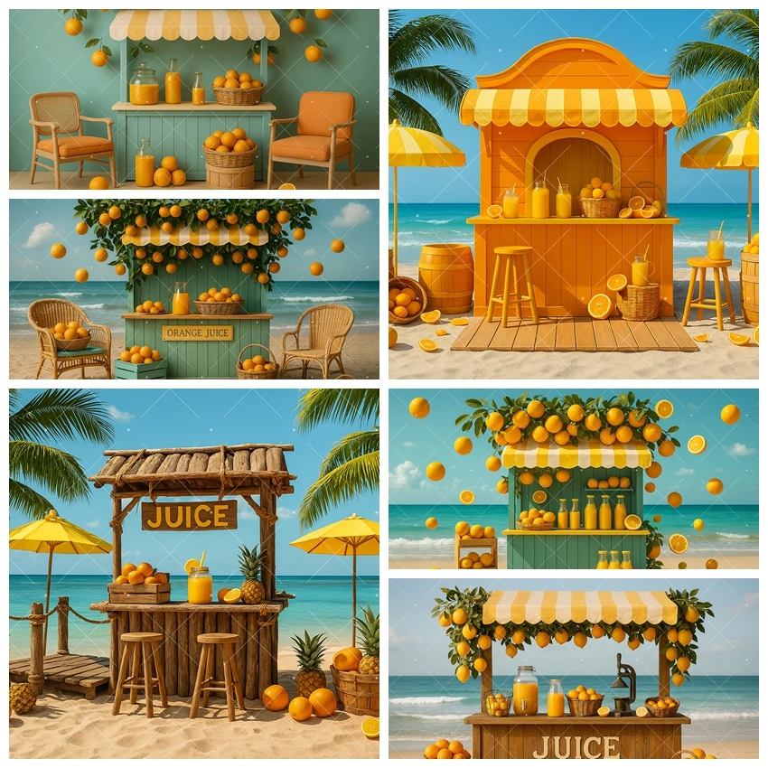 Fondos de playa Tropical palmeras soporte de jugo de naranja decoraciones de cumpleaños fondos para fotografías accesorios de estudio de fotografía