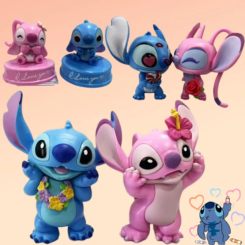 Originele Disney Lilo & Stitch-actiefiguren Stitch en Angel Lover-beeldjes Massaal verzamelmodel Standbeeldpop Verjaardagen