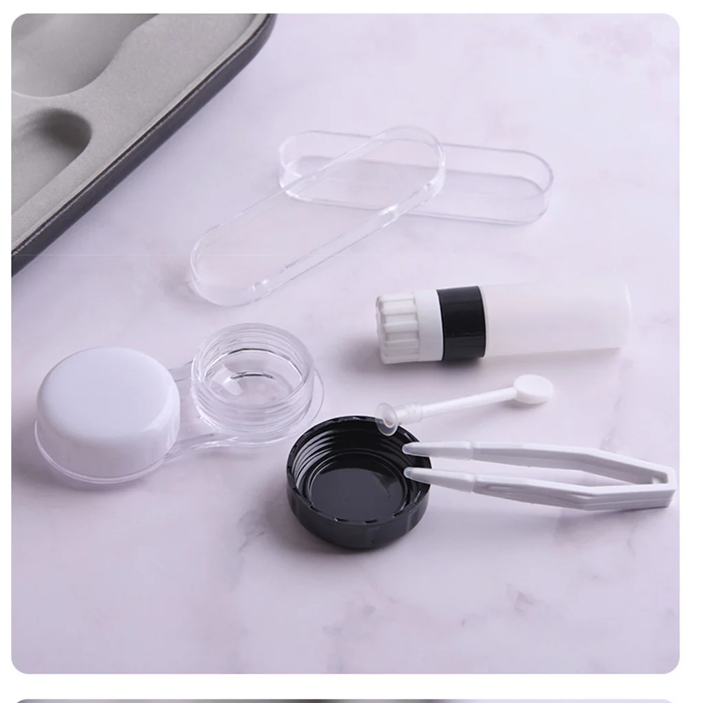 2-in-1 Eyeglasses Case Leather Contact Lens Container Dispenser Personal