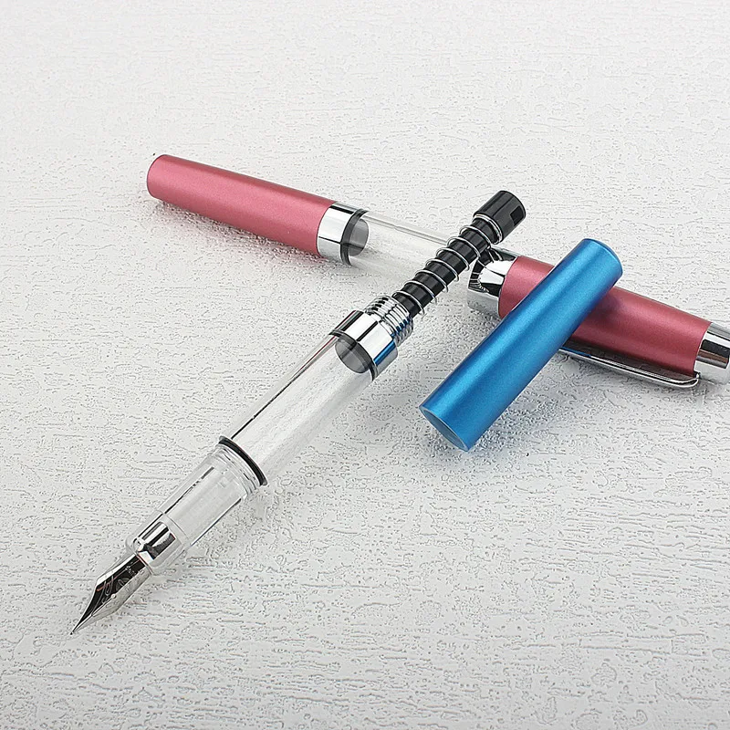 

Press Type Ink Suction Fountain Pen Transparent White Spin EF Nib Stationery Office School Supplies Writing Ink Pens