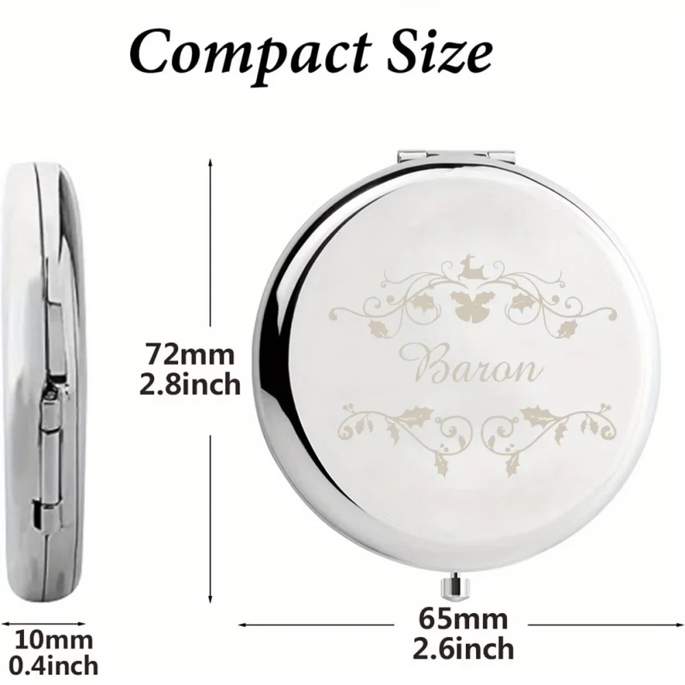 Personalized Custom Name Christmas Tree Leaf 4-Color Compact Folding Pocket Makeup Mirror